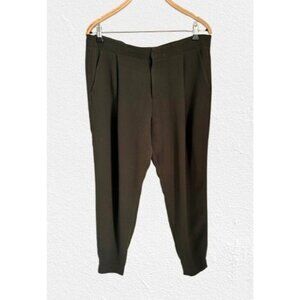 Vince Womens Olive Green Tapered Pants Size 10 Elastic Cuffs & Back Pockets Poly